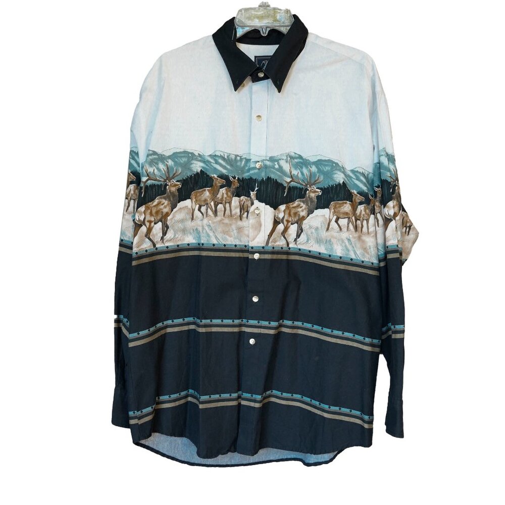 Vintage Deer Print Rodeo Shirt Button Up